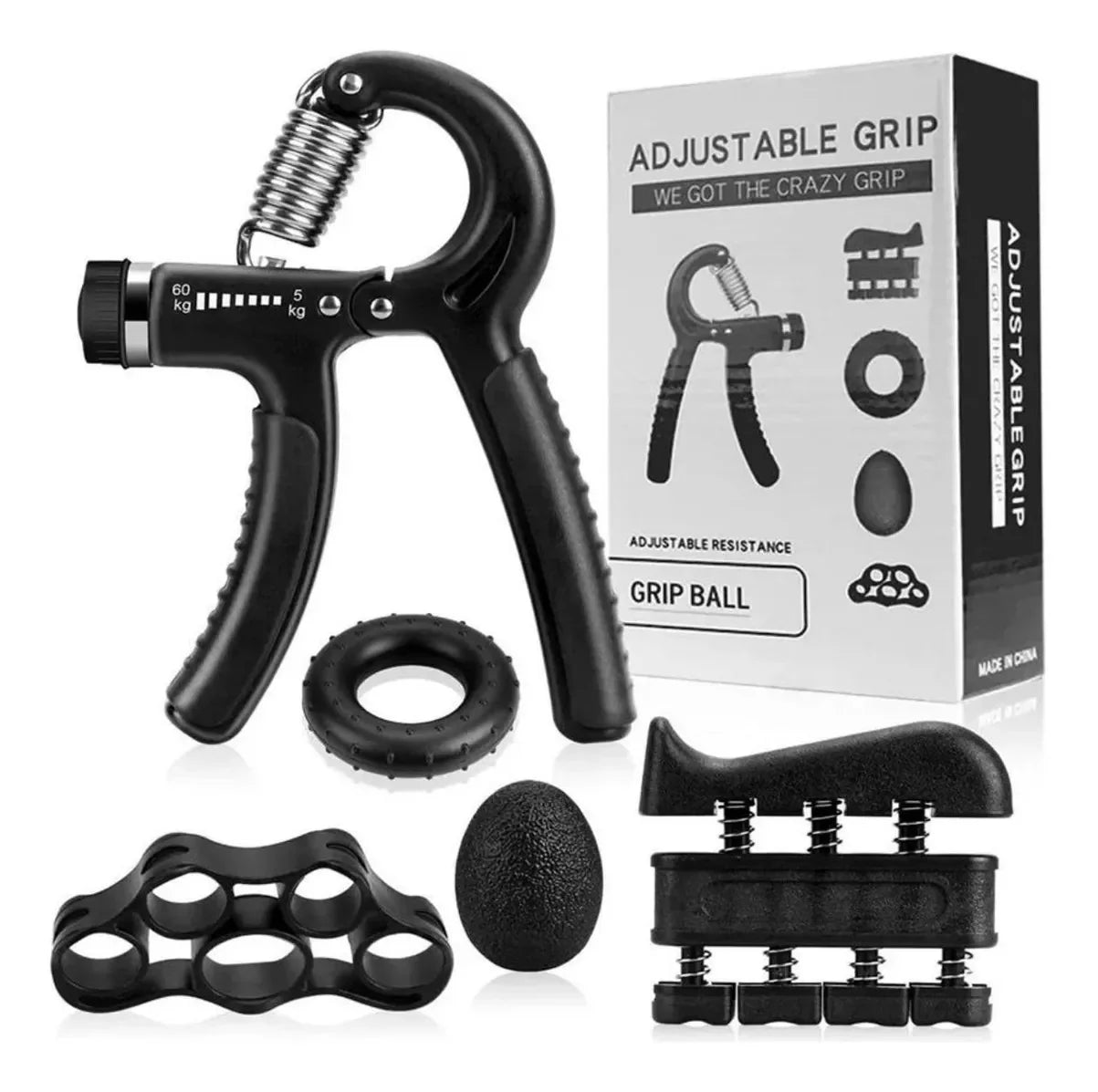 PowerGrip™ Kit Pro | Ejercitador de dedos, muñeca y ante brazos (Ajustable 5-60 KG)