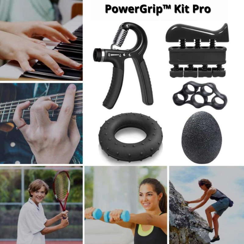 PowerGrip™ Kit Pro | Ejercitador de dedos, muñeca y ante brazos (Ajustable 5-60 KG)