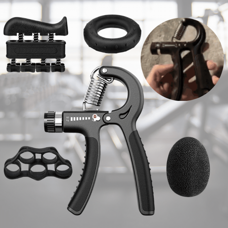 PowerGrip™ Kit Pro | Ejercitador de dedos, muñeca y ante brazos (Ajustable 5-60 KG)
