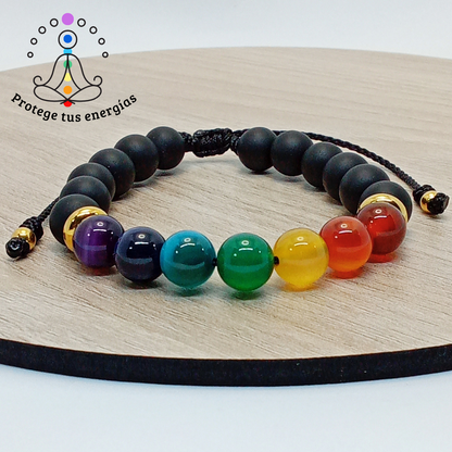 Aura™ Pulsera 7 Chakras - Piedra de lava (Oferta 2x1)