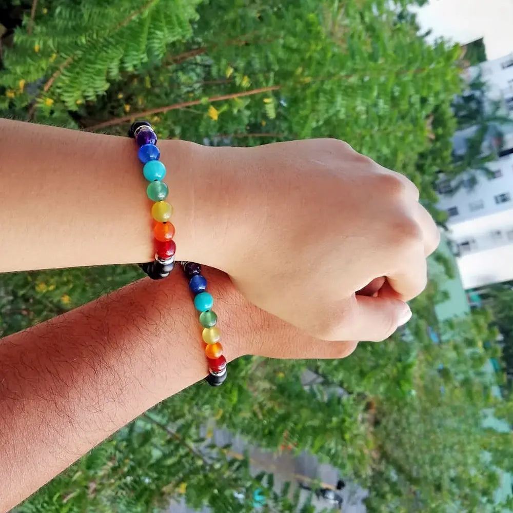 Aura™ Pulsera 7 Chakras - Piedra de lava (Oferta 2x1)