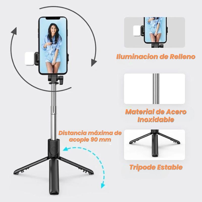 StickPro™ Trípode extensible con LED & mando a distancia