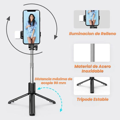 StickPro™ Trípode extensible con LED & mando a distancia