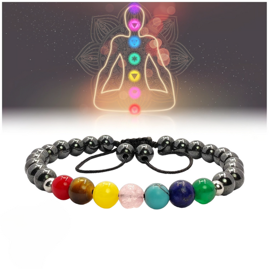 Aura™ Pulsera 7 Chakras - Piedra de lava (Oferta 2x1)