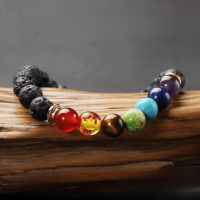Aura™ Pulsera 7 Chakras - Piedra de lava (Oferta 2x1)